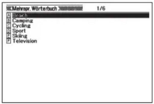 Mehrspr.Wörterbuch 1/6 Beach Camping Cycling Sport Skiing Television