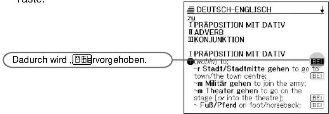 Dadurch wird „Bervorgehoben.“ DEUTSCH-ENGLISCH zu IPRAPOSITION MIT DATIV II ADVERB III KONJUNKTION IPRAPOSITION MIT DATIV (wohn) to; ~r Stadt/Stadtmitte gehen to go to town/the town centre; ~m Militär gehen to join the army; ~m Theater gehen to go on the stage [or into the theatre]; ~ Fuß/Pferd on foot/horseback;
