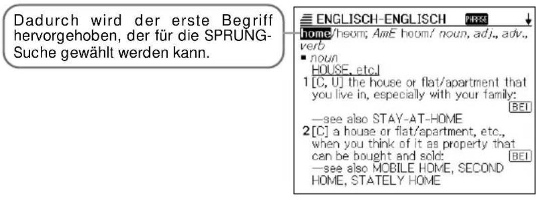 CASIO EW-G2000 - Während die Definitionsanzeige oder Erläuterungsanzeige auf dem Display angezeigt wird, drücken Sie die SPRUNG-Taste. - 1