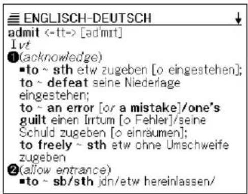 ENGLISH-DEUTSCH admit <-tt-> [ad'mrt] Ivt ①(acknowledge) ▪to ~ sth etw zugeben [o eingestehen]; to ~ defeat seine Niederlage eingestehen; to ~ an error [or a mistake]/one's guilt einen Irrtum [o Fehler]/seine Schuld zugeben [o einräumen]; to freely ~ sth etw ohne Umschweife zugeben ②(allow entrance) ▪to ~ sb/sth jdn/etw hereinlassen/