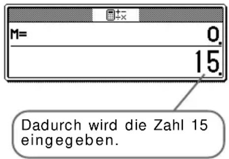 M= 0. 15. Dadurch wird die Zahl 15 eingegeben.