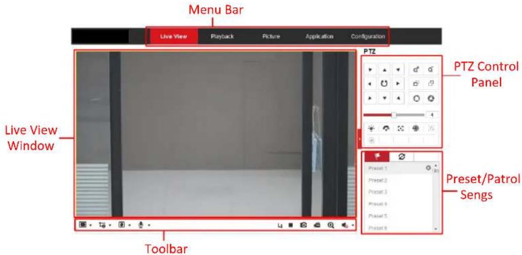 Hikvision DS-2CD2163G0-I(S) - Descriptions of the live view page: - 1