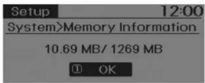 Setup 12:00 System>Memory Information 10.69 MB/ 1269 MB OK