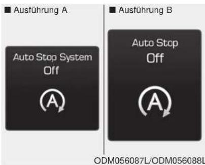 Ausführung A Auto Stop System Off A Ausführung B Auto Stop Off A ODM056087L/ODM056088L