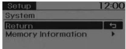 Setup 12:00 System Return Memory Information