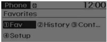 Phone 12:00 Favorites ① Fav ② History ③ Cont... ④ Setup
