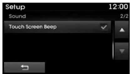 Setup 12:00 Sound 2/2 Touch Screen Beep
