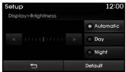 Setup 12:00 Display>Brightness Automatic Day Night Default