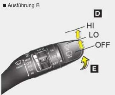 Ausführung B D HI LO OFF E