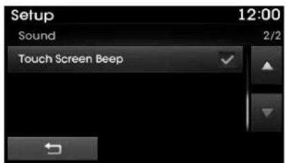 Setup 12:00 Sound 2/2 Touch Screen Beep