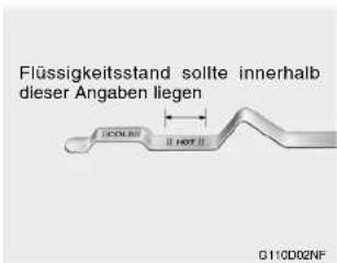 Flüssigkeitsstand sollte innerhalb dieser Angaben liegen C110D02NF