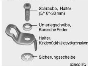 Schraube, Halter (5/16"-30 mm) Unterlegscheibe, Konische Feder Halter, Kindemückhaltesystemhaken Sicherungsscheibe B23001TG