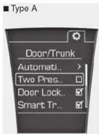 Type A Door/Trunk Automati.. Two Pres.. Door Lock.. Smart Tr..