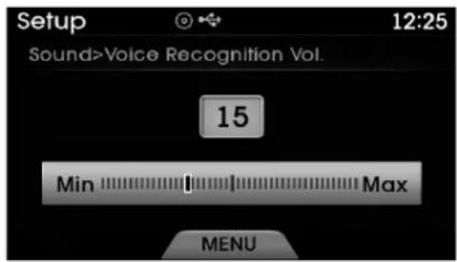 Setup 12:25 Sound-Voice Recognition Vol. 15 Min Max MENU