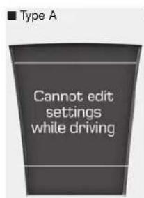 Type A Cannot edit settings while driving