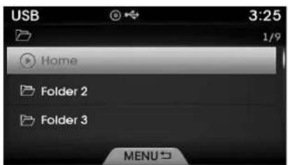 USB 3:25 Home Folder 2 Folder 3 MENU