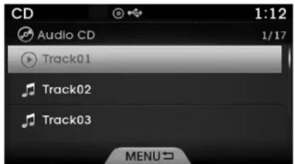 CD Audio CD 1/12 Track01 Track02 Track03 MENU