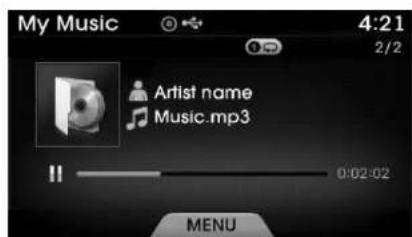 My Music 4:21 2/2 Artist name Music.mp3 0:02:02 MENU
