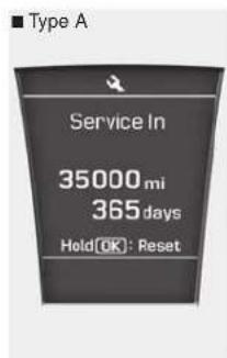 ■ Type A Service In 35000 mi 365 days Hold[OK] : Reset