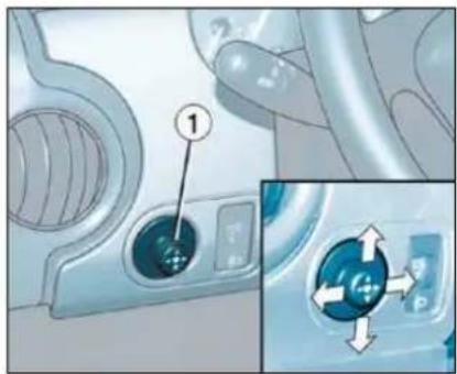 Diagram showing a car air vent with labeled component and directional arrows indicating flow or movement.