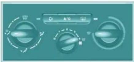 Air conditioning control panel with Chinese labels and icons for air, fan, and mode controls