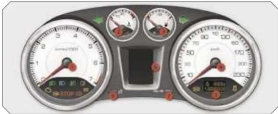 PEUGEOT 308 Dag (2007) - PETROL - DIESEL MANUAL OR 6-SPEED PILOTED MANUAL OR AUTOMATIC GEARBOX INSTRUMENT PANELS - 1
