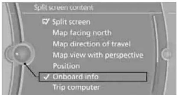 BMW Z4 sDrive30i Roadster (2009) - Selecting the display for the split screen content - 1
