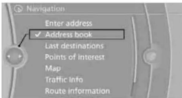 BMW Z4 sDrive30i Roadster (2009) - Selecting a destination from the address book - 1