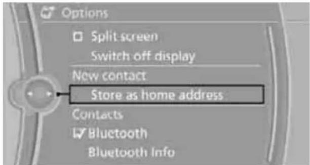 BMW Z4 sDrive30i Roadster (2009) - Specifying a contact as the home address - 1