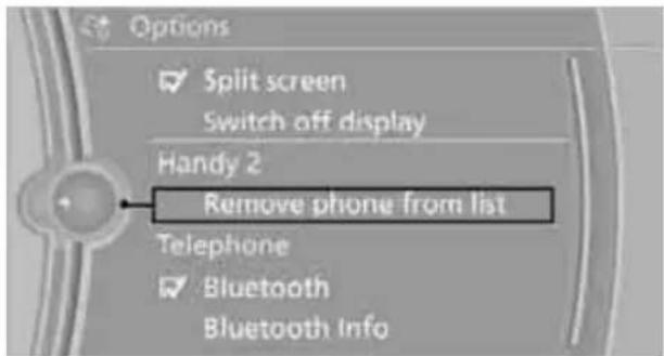 BMW Z4 sDrive30i Roadster (2009) - Unpairing the mobile phone from the vehicle - 1