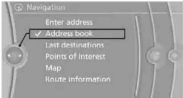 BMW M3 (2011) - Selecting a destination from the address book - 1