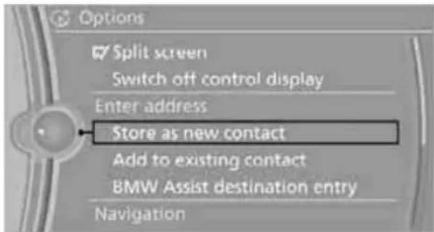 BMW M3 (2011) - Storing a destination in the address book - 1