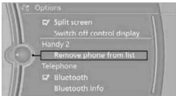 BMW M3 (2011) - Unpairing the mobile phone from the vehicle - 1