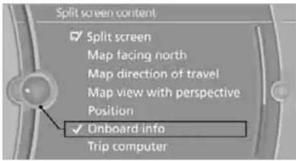 BMW M3 (2011) - Selecting the display for the split screen content - 1