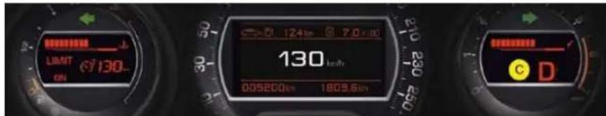 LIMIT 67130 ON 124km 7.0 km 130 km/h 005200km 1809.6km C D