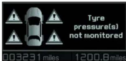 Tyre pressure(s) not monitored 003231 miles 1200.8 miles