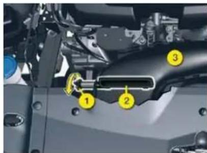 Technical diagram of a mechanical component with numbered parts and highlighted features