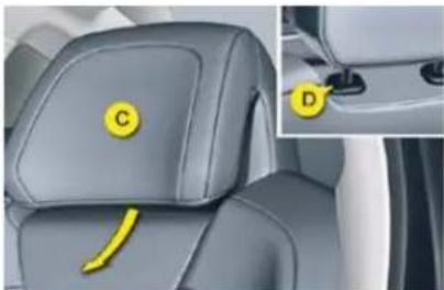 CITROEN C5 Dag (2008) - Head restraint height and angle adjustments on electric seats - 1
