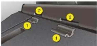 Diagram showing labeled components of a mechanical or electronic component with numbered parts 1 and 2
