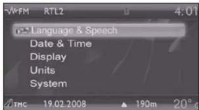 Language & Speech Date & Time Display Units System