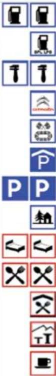 Grid of transportation and utility symbols with icons for fuel, parking, and equipment