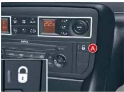Control panel interface with MRO and digital displays, a lock icon, and labeled 'A' button