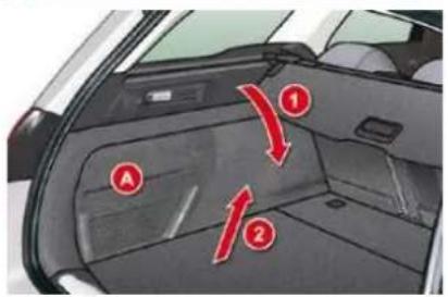 Diagram of a car backrest with labeled parts and directional arrows indicating movement or flow