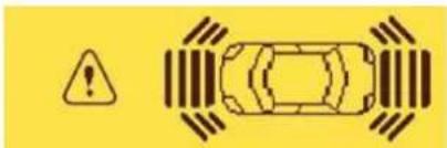Warning sign with warning triangle and car diagram, likely indicating vehicle hazard or accident risk