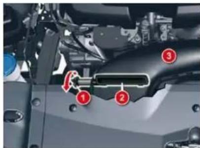 Labeled mechanical component diagram showing parts numbered 1, 2, and 3 with red arrows indicating features