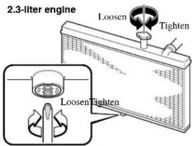 2.3-liter engine Loosen Tighten Loosen Tighten