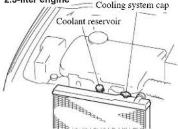 2.6 liter engine Cooling system cap Coolant reservoir