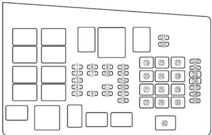 Diagram of a device layout with numbered compartments and labeled cells, likely for assembly or labeling.