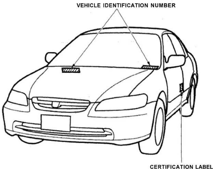 Honda Accord Coupe (2001) - Identification Numbers - 1