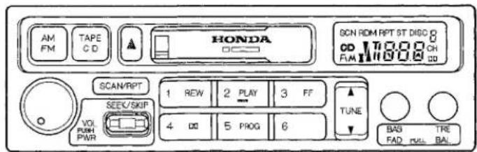 Honda Accord Coupe (2001) - AM/FM/Cassette Stereo Audio System - 1